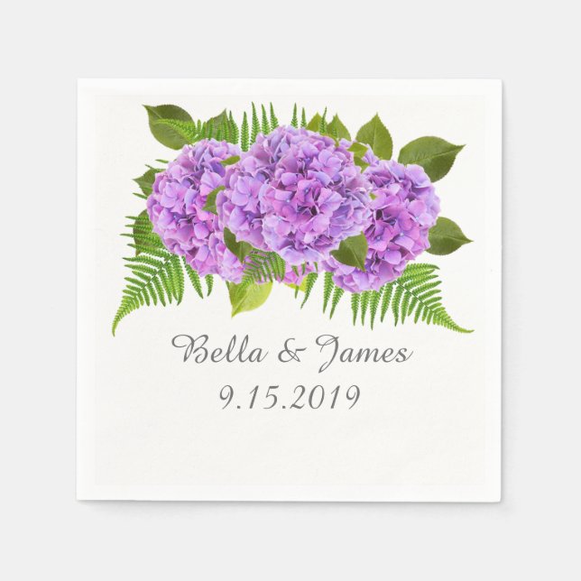 Servilleta De Papel Toallas de la colección de Bodas de Hydrangea Púrp (Anverso)