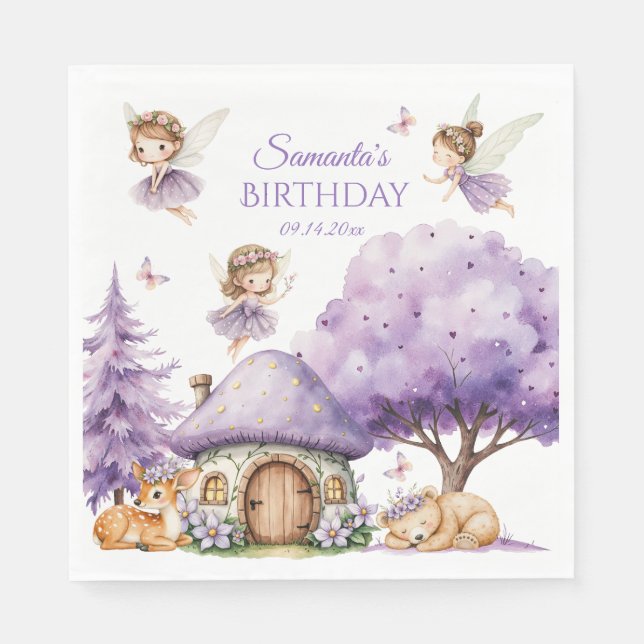 Servilleta De Papel Toallas de la fiesta de cumpleaños de hadas con mo (Anverso)