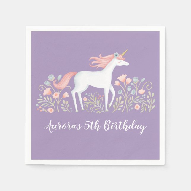 Servilleta De Papel Toallas de la Fiesta de Cumpleaños de Unicorn (Anverso)