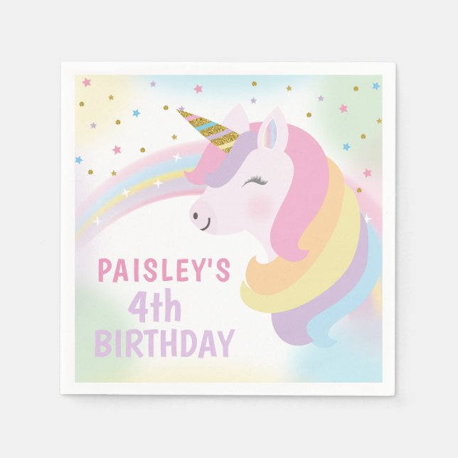Servilleta De Papel Toallas de la Fiesta de Cumpleaños de Unicorn (Anverso)