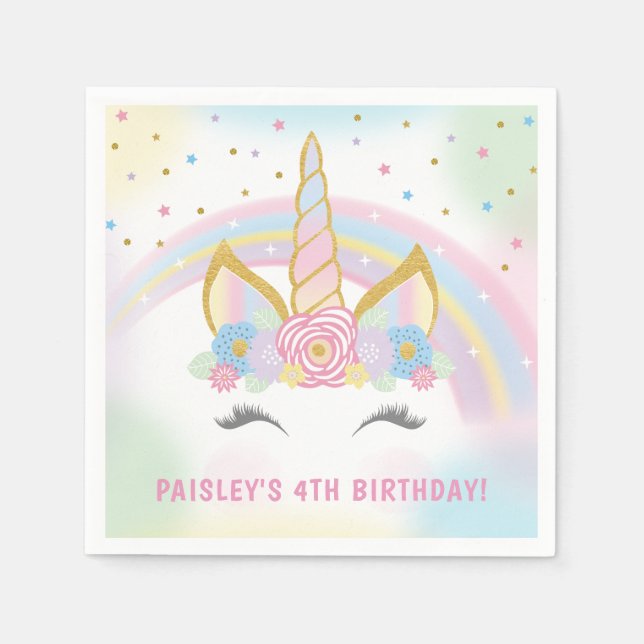 Servilleta De Papel Toallas de la Fiesta de Cumpleaños de Unicorn (Anverso)