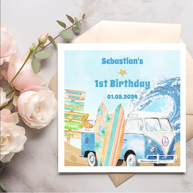 Servilleta De Papel Toallas de la Fiesta de Cumpleaños Surf Beach (Subido por el creador)