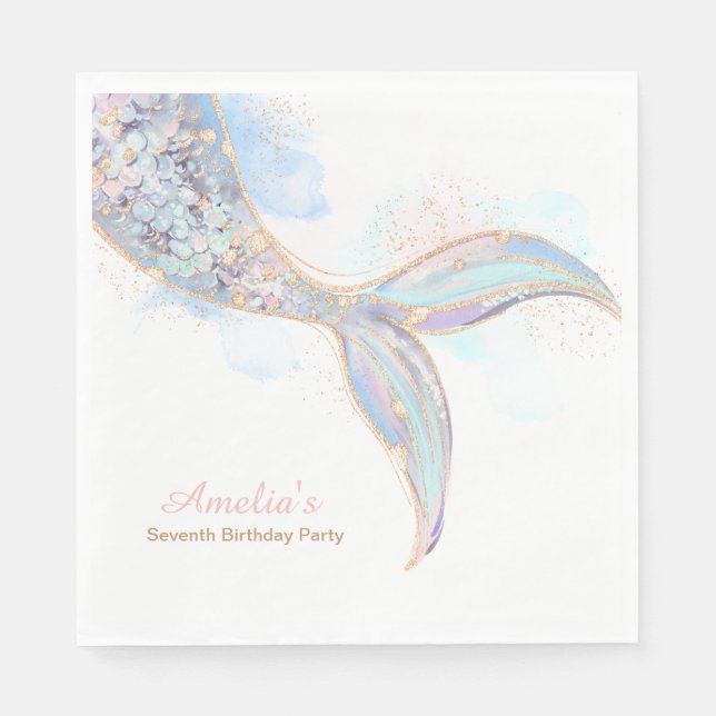 Servilleta De Papel Toallas de la Fiesta del Cumpleaños de la Sirena (Anverso)