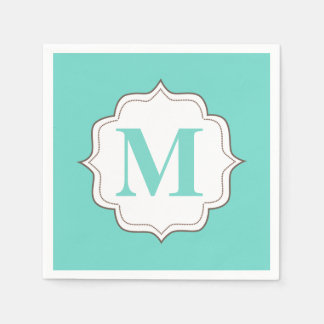 Servilleta De Papel Toallas de Monograma Personalizadas Turquoise Aqua