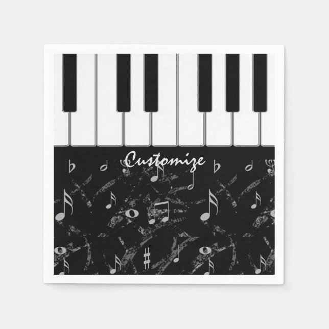 Servilleta De Papel Toallas de música piano blanco y negro personaliza (Anverso)