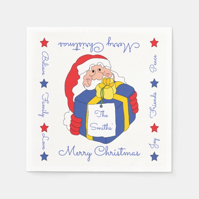 Servilleta De Papel Toallas de Navidad personalizadas "Sanata Claus" (Anverso)