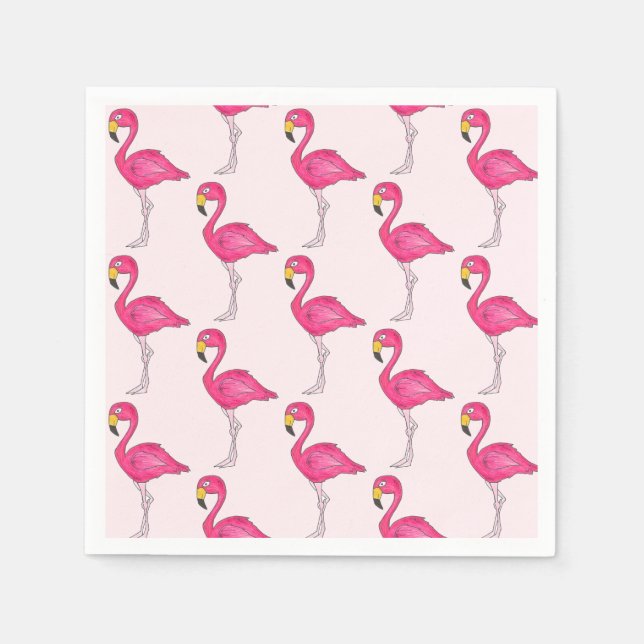 Servilleta De Papel Toallas de pájaro Flamingo Rosado Tropical (Anverso)