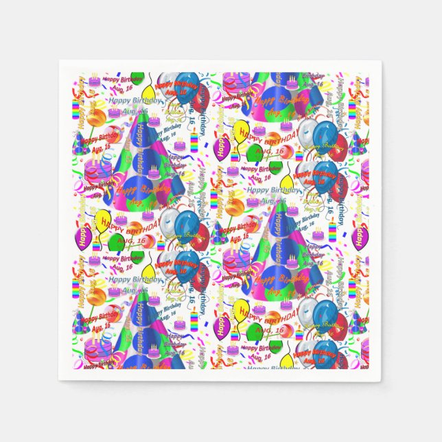 Servilleta De Papel Toallas de papel Agosto, 16 cumpleaños (Anverso)