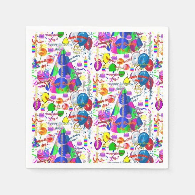 Servilleta De Papel Toallas de papel Agosto, 2 cumpleaños (Anverso)