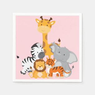 Servilleta De Papel Toallas de papel animal para bebés de jungla rosa