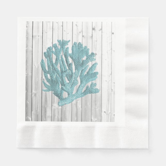 Servilleta De Papel Toallas de papel coralino Verde azulado de madera  (Anverso)
