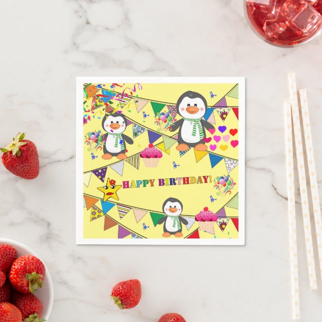 Servilleta De Papel Toallas de papel, cumpleaños feliz para los pingüi (In situ)