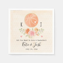 Toallas de papel de Boda de amor y baloncesto