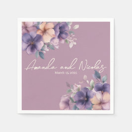 Servilleta De Papel Toallas de papel de boda de flores rosadas puras