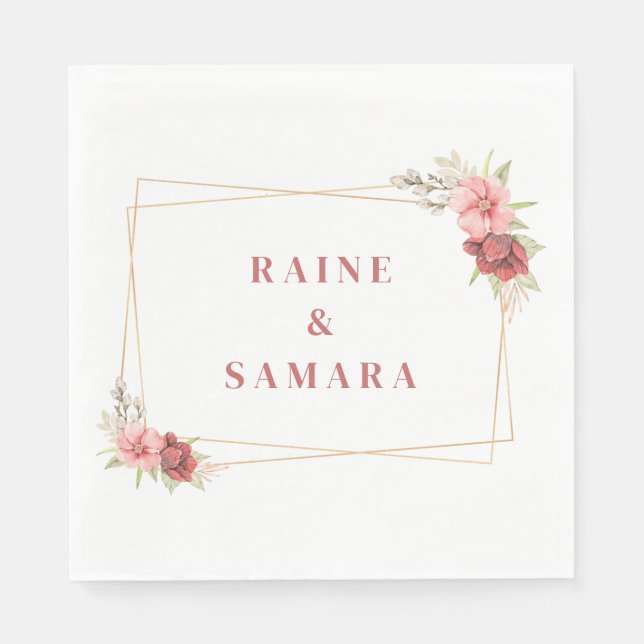 Servilleta De Papel Toallas de papel de bodas con elegancia dorada (Anverso)