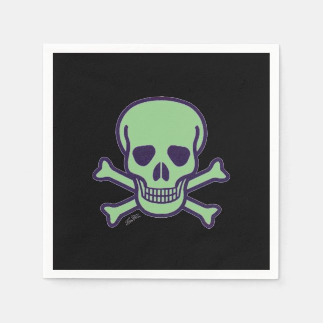 Servilleta De Papel Toallas de papel de cóctel negro Green Skull (Anverso)