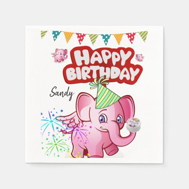 Servilleta De Papel Toallas de papel de cumpleaños feliz, cerdo (Anverso)