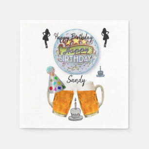 Servilleta De Papel Toallas de papel de cumpleaños feliz, cerveza