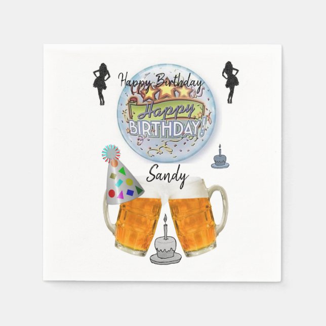 Servilleta De Papel Toallas de papel de cumpleaños feliz, cerveza (Anverso)