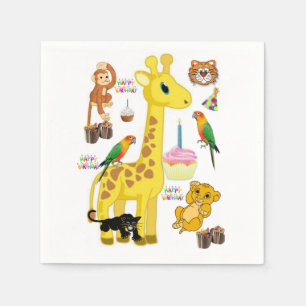 Servilleta De Papel Toallas de Papel de Cumpleaños Feliz, Giraffe