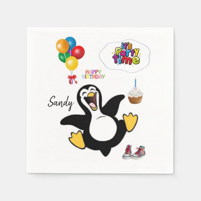 Servilleta De Papel Toallas de papel de cumpleaños feliz, pingüino (Anverso)