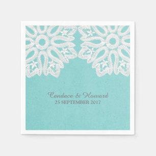 Servilleta De Papel Toallas de papel de encaje elegante de color turqu