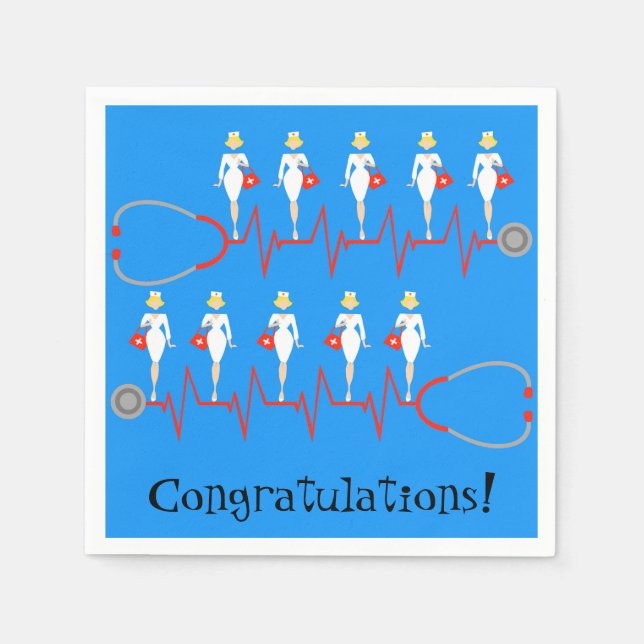 Servilleta De Papel Toallas de papel de enhorabuena a enfermera retro (Anverso)