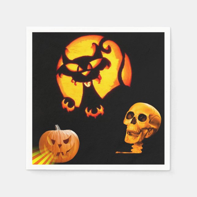 Servilleta De Papel Toallas de papel de Halloween, calavera (Anverso)