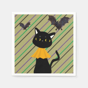 Servilleta De Papel Toallas de papel de Halloween, gato negro