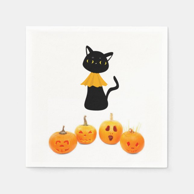 Servilleta De Papel Toallas de papel de Halloween, gato negro (Anverso)
