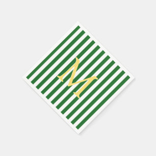 Servilleta De Papel Toallas de papel de monograma rayado verde y blanc