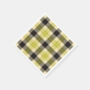 Servilleta De Papel Toallas de papel de Olive Green y Black Tartan