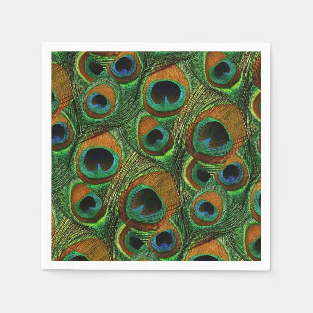 Servilleta De Papel Toallas de papel de pluma de pavo real - Verde, az (Anverso)