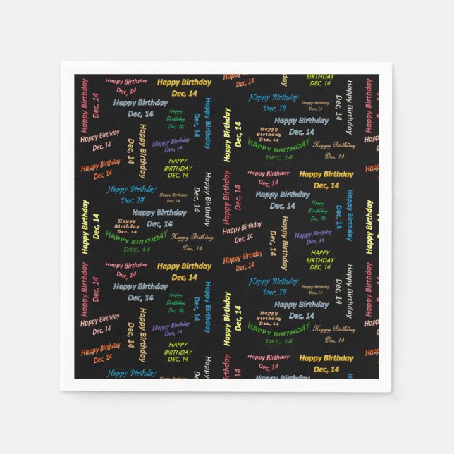 Servilleta De Papel Toallas de papel diciembre, 14 cumpleaños (Anverso)