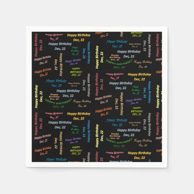 Servilleta De Papel Toallas de papel diciembre, 22 cumpleaños (Anverso)