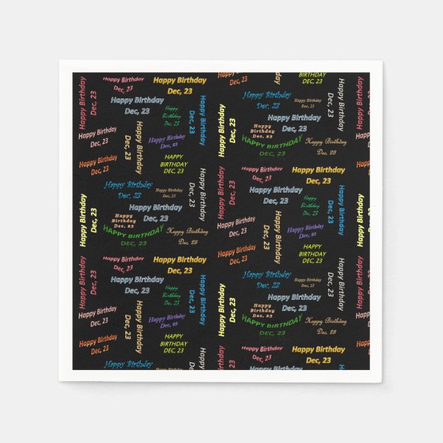Servilleta De Papel Toallas de papel diciembre, 23 cumpleaños (Anverso)
