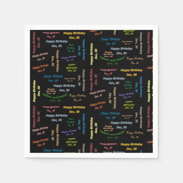 Servilleta De Papel Toallas de papel diciembre, 30 cumpleaños (Anverso)