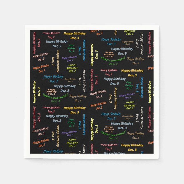 Servilleta De Papel Toallas de papel diciembre, 3 cumpleaños (Anverso)