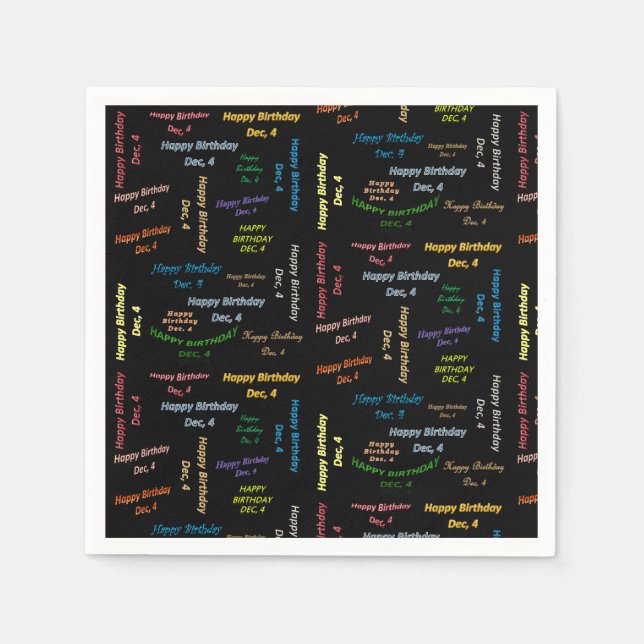 Servilleta De Papel Toallas de papel Diciembre, 4 Cumpleaños (Anverso)