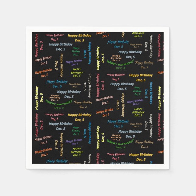 Servilleta De Papel Toallas de papel diciembre, 5 cumpleaños (Anverso)