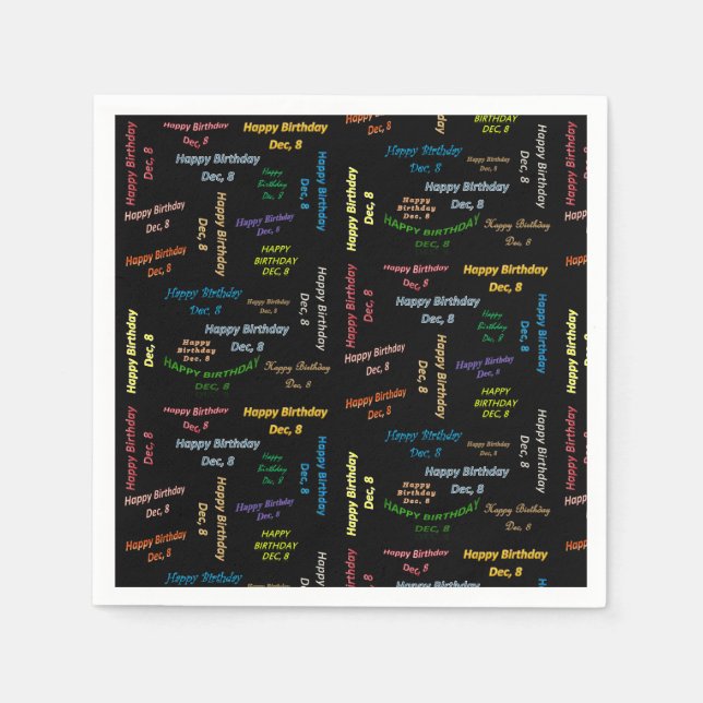 Servilleta De Papel Toallas de papel Diciembre, 8 Cumpleaños (Anverso)