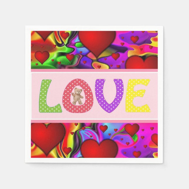 Servilleta De Papel Toallas de papel el día de San Valentín, amor (Anverso)