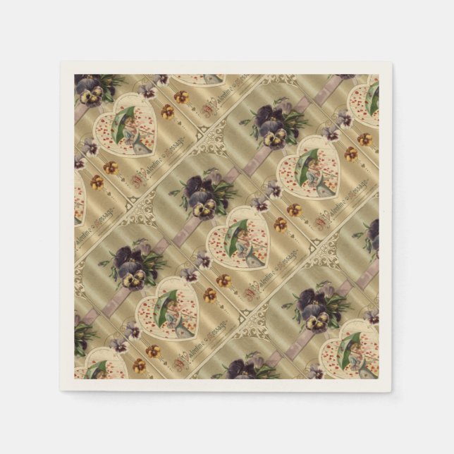 Servilleta De Papel Toallas de papel El día de San Valentín de época v (Anverso)