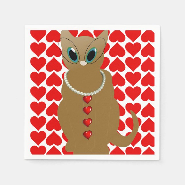 Servilleta De Papel Toallas de papel el día de San Valentín, gato (Anverso)
