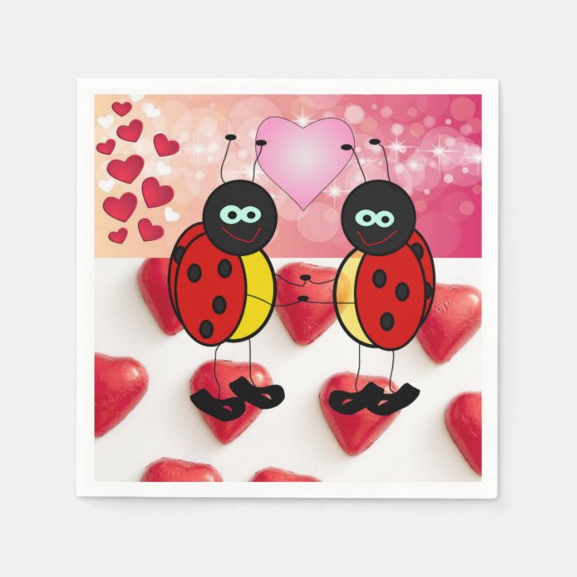 Servilleta De Papel Toallas de papel el día de San Valentín, Ladybug (Anverso)