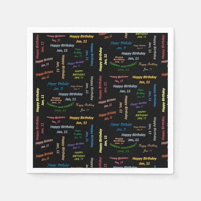 Servilleta De Papel Toallas de papel Enero, 11 Cumpleaños (Anverso)