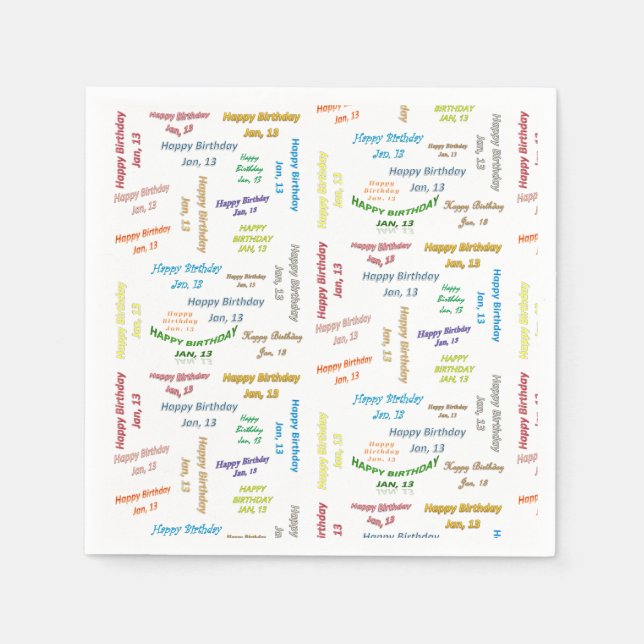 Servilleta De Papel Toallas de papel Enero, 13 Cumpleaños (Anverso)