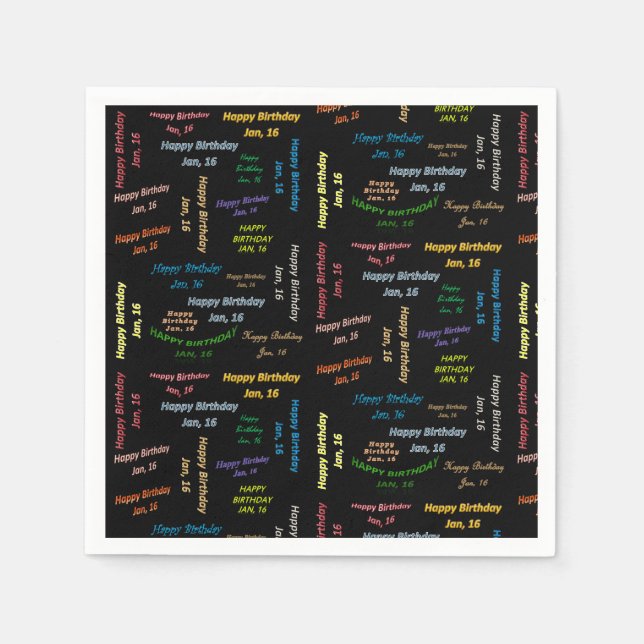 Servilleta De Papel Toallas de papel Enero, 16 Cumpleaños (Anverso)