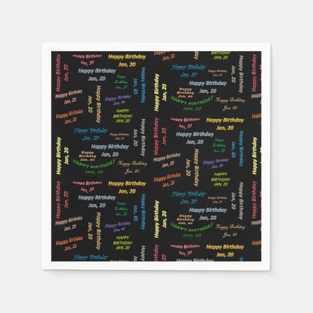 Servilleta De Papel Toallas de papel Enero, 20 Cumpleaños (Anverso)