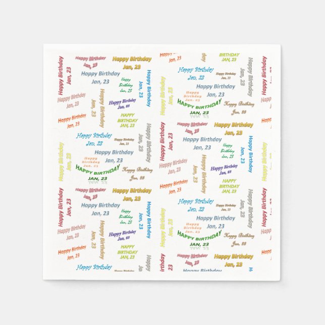 Servilleta De Papel Toallas de papel Enero, 23 Cumpleaños (Anverso)